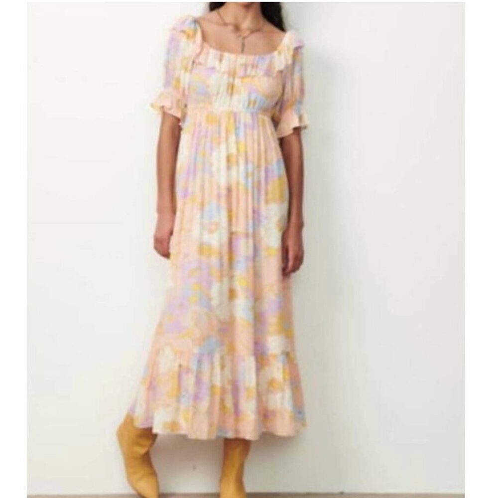 Ba&sh Noma On/Off Shoulder Maxi Dress Nude Sz 4 NWOT - Picture 1 of 16